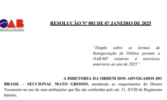 Resolução nº 001 de 07 janeiro de 2025 (Renegociação)
